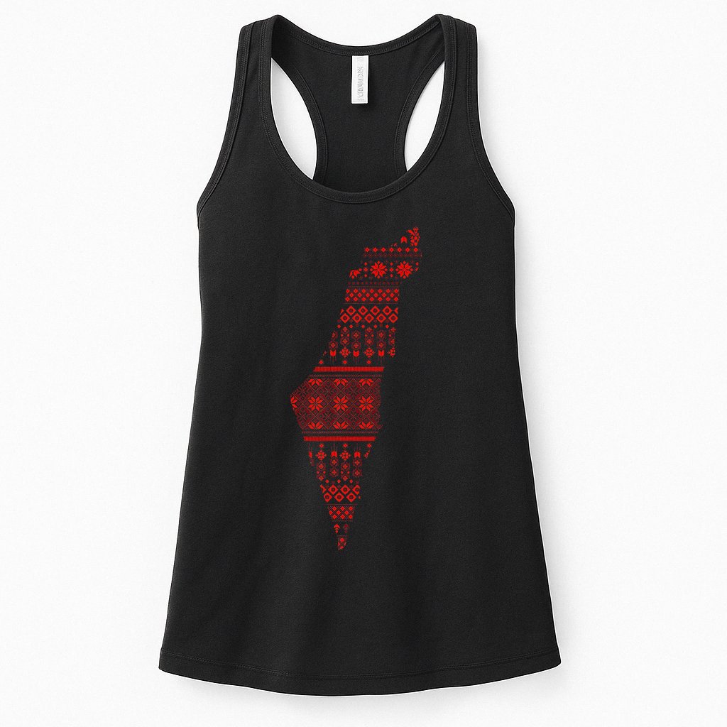 Palestine Palestinian Cross Stitch Map Womens Tank Top