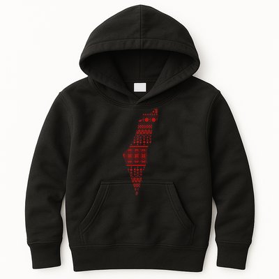 Palestine Palestinian Cross Stitch Map Kids Hoodie