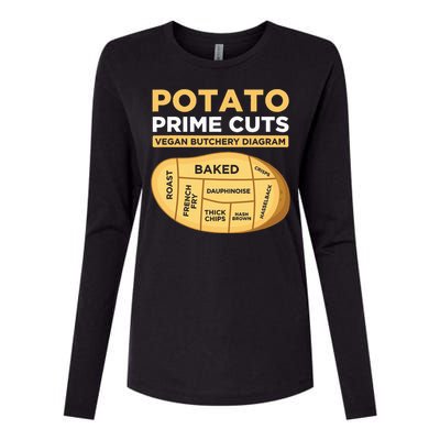 Potato Prime Cuts Vegan Vegetarian Womens Cotton Relaxed Long Sleeve T-Shirt