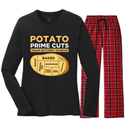 Potato Prime Cuts Vegan Vegetarian Women's Long Sleeve Flannel Pajama Set 