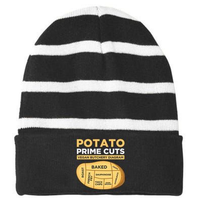 Potato Prime Cuts Vegan Vegetarian Striped Beanie with Solid Band