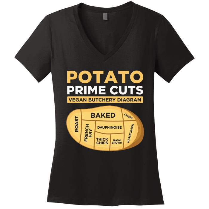 Potato Prime Cuts Vegan Vegetarian Women's V-Neck T-Shirt