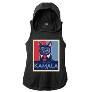 Politically Purrfect Cats For Kamala Harris 2024 President Gift Ladies PosiCharge Tri-Blend Wicking Draft Hoodie Tank