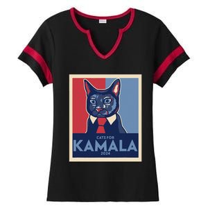 Politically Purrfect Cats For Kamala Harris 2024 President Gift Ladies Halftime Notch Neck Tee