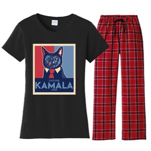 Politically Purrfect Cats For Kamala Harris 2024 President Gift Women's Flannel Pajama Set