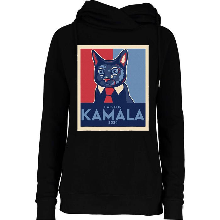 Politically Purrfect Cats For Kamala Harris 2024 President Gift Womens Funnel Neck Pullover Hood