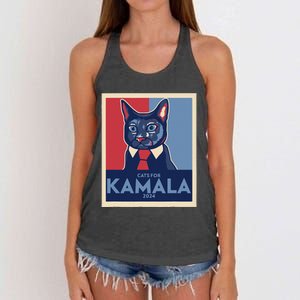 Politically Purrfect Cats For Kamala Harris 2024 President Gift Women's Knotted Racerback Tank