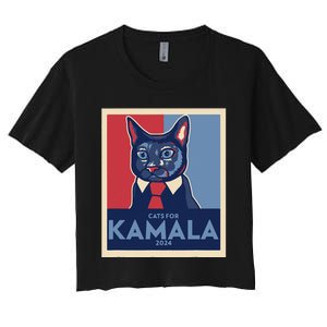 Politically Purrfect Cats For Kamala Harris 2024 President Gift Women's Crop Top Tee