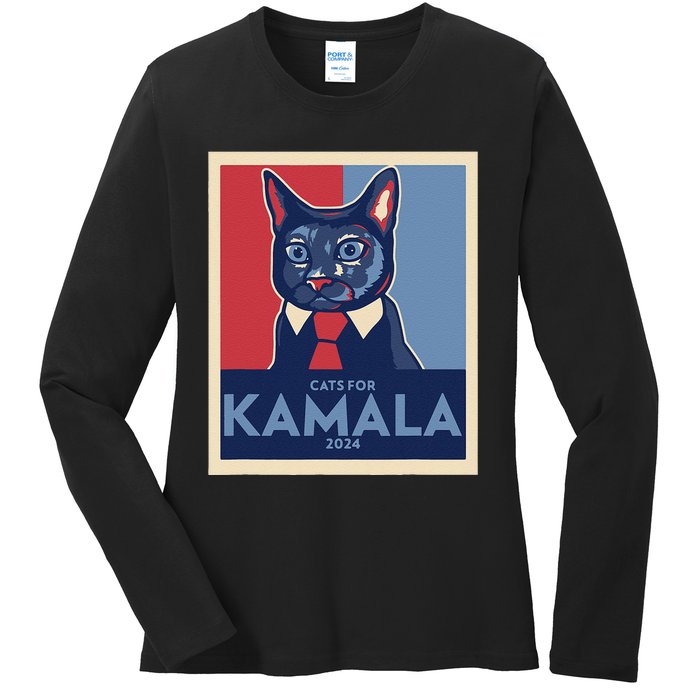 Politically Purrfect Cats For Kamala Harris 2024 President Gift Ladies Long Sleeve Shirt