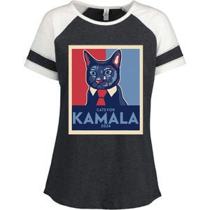 Politically Purrfect Cats For Kamala Harris 2024 President Gift Enza Ladies Jersey Colorblock Tee