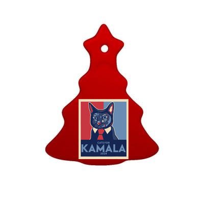 Politically Purrfect Cats For Kamala Harris 2024 President Gift Ceramic Tree Ornament