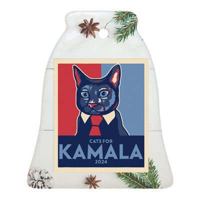 Politically Purrfect Cats For Kamala Harris 2024 President Gift Ceramic Bell Ornament