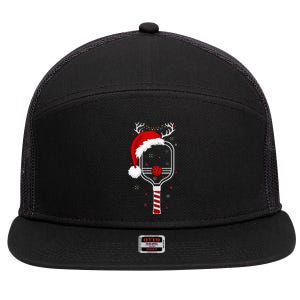 Pickleball Player Christmas Holiday Reindeer Xmas 7 Panel Mesh Trucker Snapback Hat