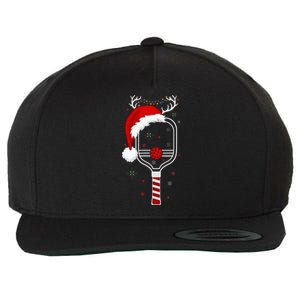 Pickleball Player Christmas Holiday Reindeer Xmas Wool Snapback Cap