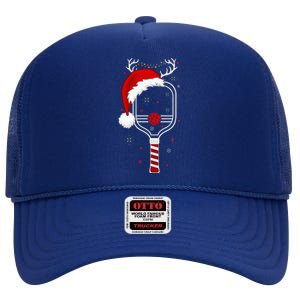 Pickleball Player Christmas Holiday Reindeer Xmas High Crown Mesh Back Trucker Hat