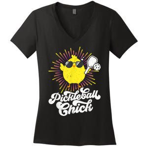 Pickleball, Pickleball Chick Tee, Pickleball Lover Women's V-Neck T-Shirt