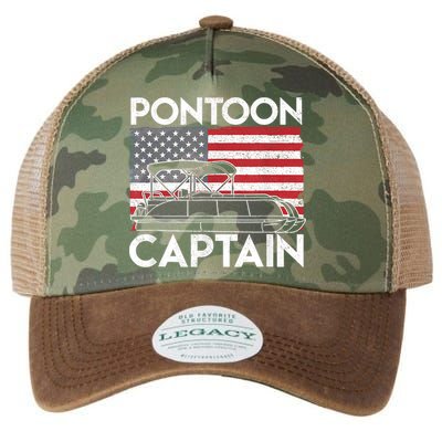 Patriotic Pontoon Captain Us American Flag Funny Boat Owner Legacy Tie Dye Trucker Hat