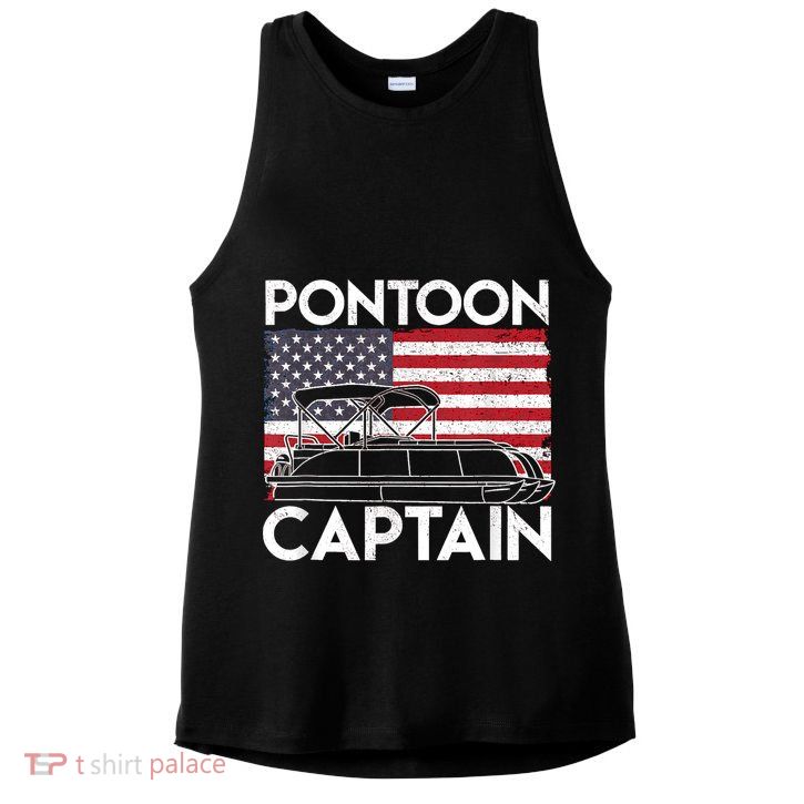 Patriotic Pontoon Captain Us American Flag Funny Boat Owner Ladies PosiCharge Tri-Blend Wicking Tank