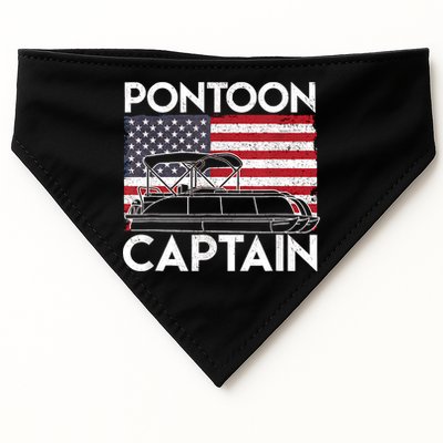Patriotic Pontoon Captain Us American Flag Funny Boat Owner USA-Made Doggie Bandana