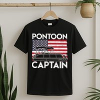 Patriotic Pontoon Captain Us American Flag Funny Boat Owner T-Shirt