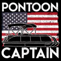 Patriotic Pontoon Captain Us American Flag Funny Boat Owner T-Shirt