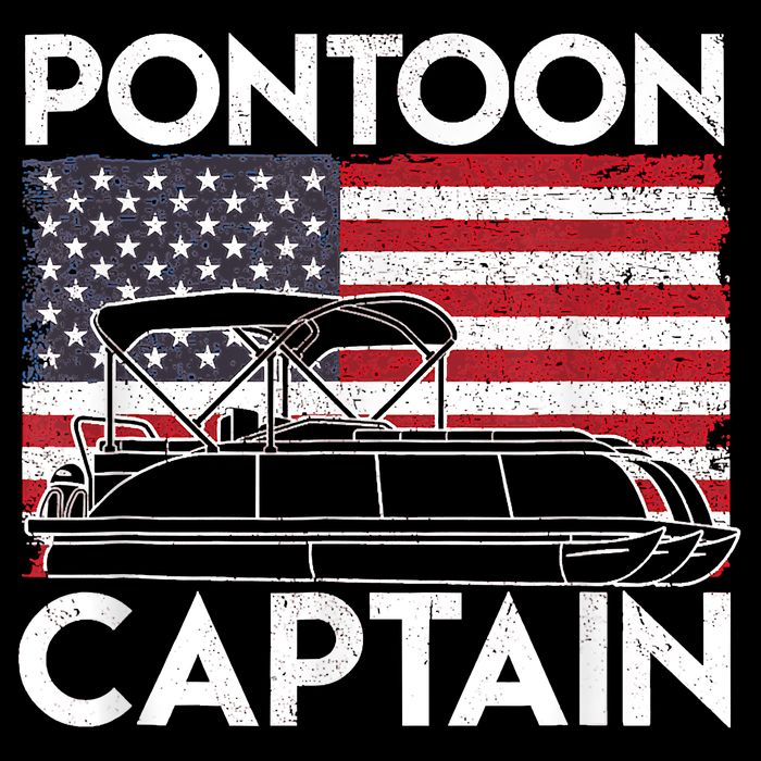 Patriotic Pontoon Captain Us American Flag Funny Boat Owner T-Shirt