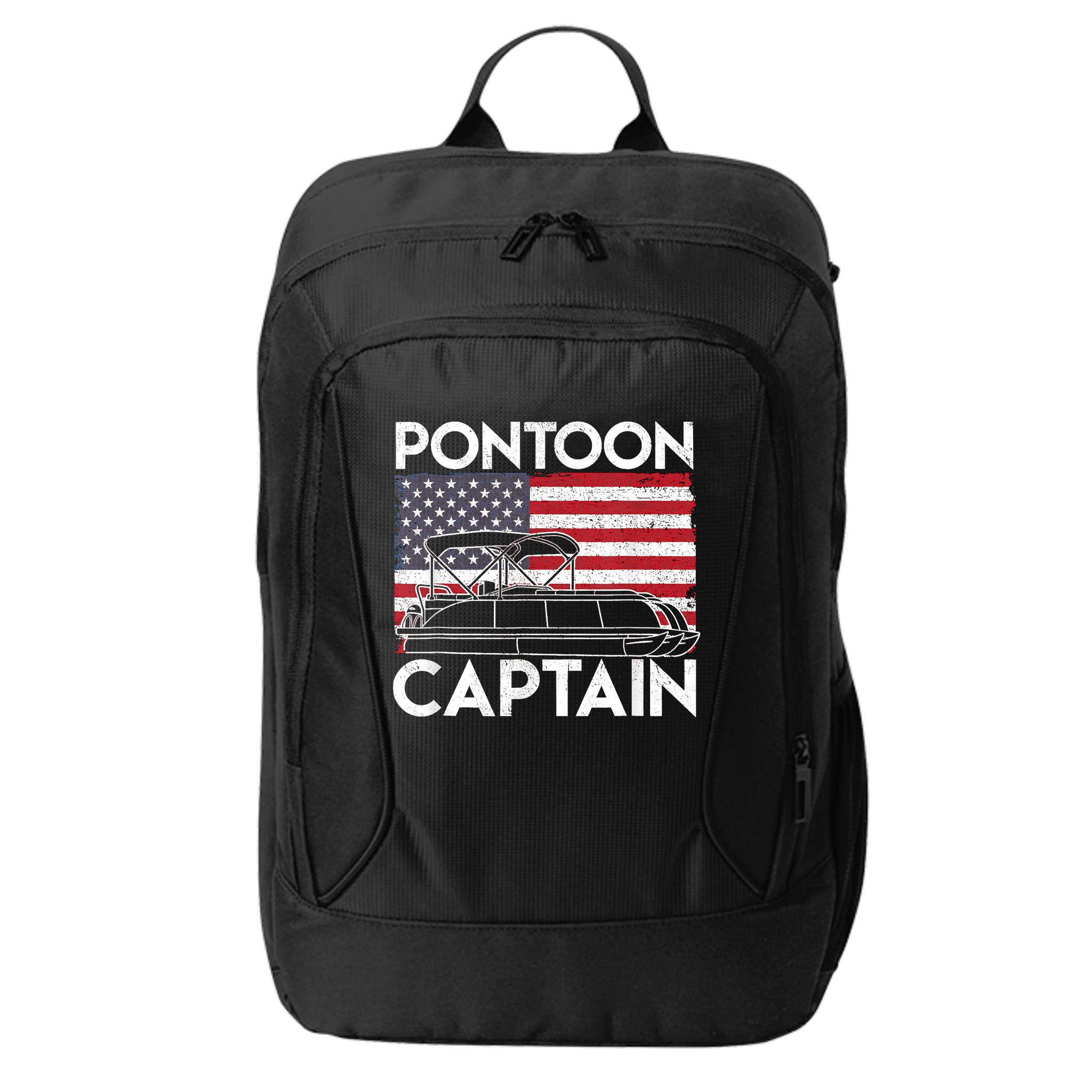 Patriotic Pontoon Captain Us American Flag Funny Boat Owner City Backpack