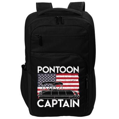 Patriotic Pontoon Captain Us American Flag Funny Boat Owner Impact Tech Backpack