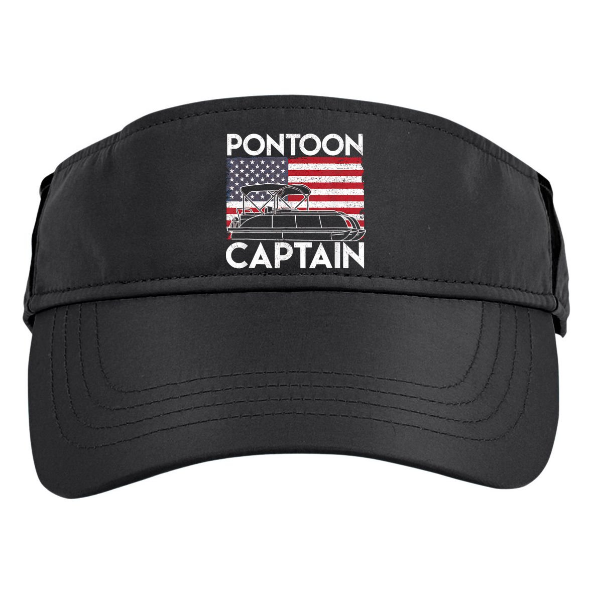 Patriotic Pontoon Captain Us American Flag Funny Boat Owner Adult Drive Performance Visor