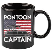 Patriotic Pontoon Captain Us American Flag Funny Boat Owner 11oz C Handle Ceramic Mug