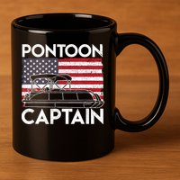 Patriotic Pontoon Captain Us American Flag Funny Boat Owner 11oz C Handle Ceramic Mug