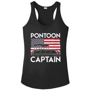 Patriotic Pontoon Captain Us American Flag Funny Boat Owner Ladies PosiCharge Competitor Racerback Tank