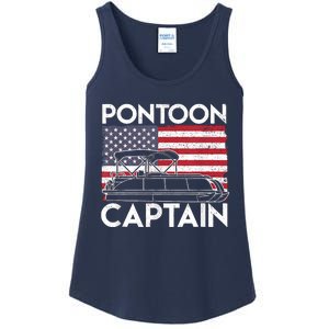 Patriotic Pontoon Captain Us American Flag Funny Boat Owner Ladies Essential Tank