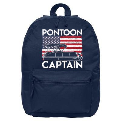 Patriotic Pontoon Captain Us American Flag Funny Boat Owner 16 in Basic Backpack