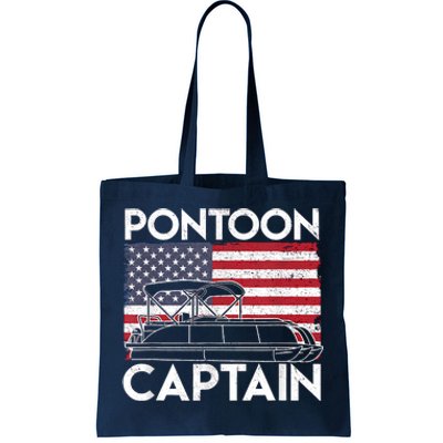 Patriotic Pontoon Captain Us American Flag Funny Boat Owner Tote Bag