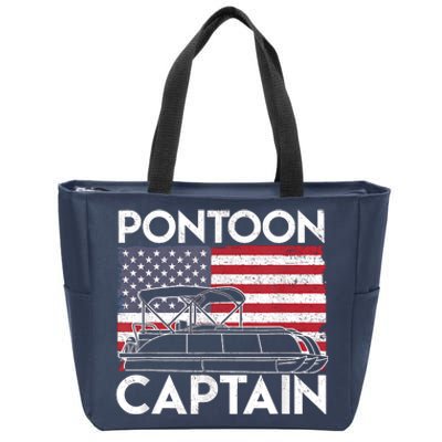 Patriotic Pontoon Captain Us American Flag Funny Boat Owner Zip Tote Bag