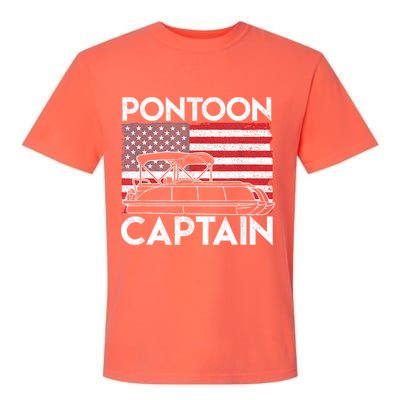 Patriotic Pontoon Captain Us American Flag Funny Boat Owner Garment-Dyed Heavyweight T-Shirt