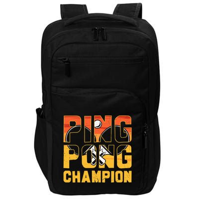Ping Pong Champion Funny Table Tennis Player Retro Impact Tech Backpack