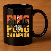 Ping Pong Champion Funny Table Tennis Player Retro 11oz C Handle Ceramic Mug