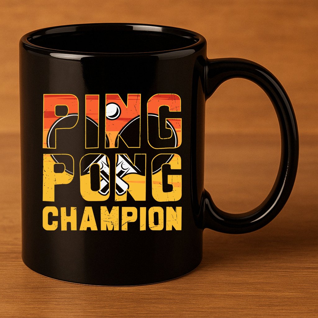 Ping Pong Champion Funny Table Tennis Player Retro 11oz C Handle Ceramic Mug