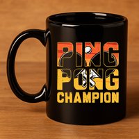 Ping Pong Champion Funny Table Tennis Player Retro 11oz C Handle Ceramic Mug