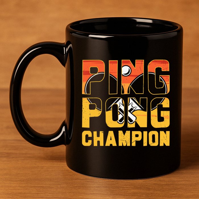 Ping Pong Champion Funny Table Tennis Player Retro 11oz C Handle Ceramic Mug