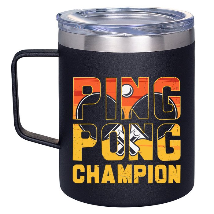 Ping Pong Champion Funny Table Tennis Player Retro 12oz Stainless Steel Coffee Mug