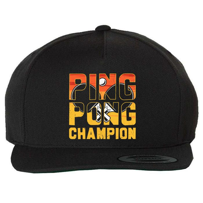 Ping Pong Champion Funny Table Tennis Player Retro Wool Snapback Cap