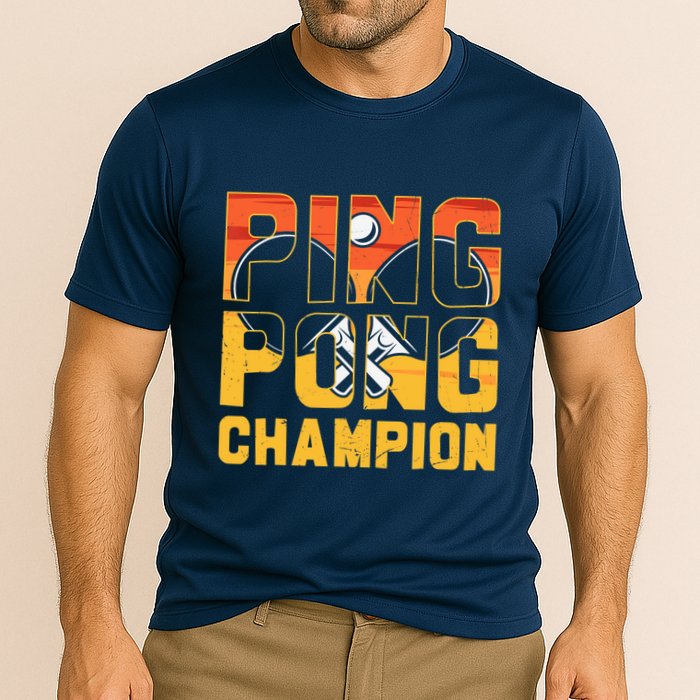 Ping Pong Champion Funny Table Tennis Player Retro Performance Shirt