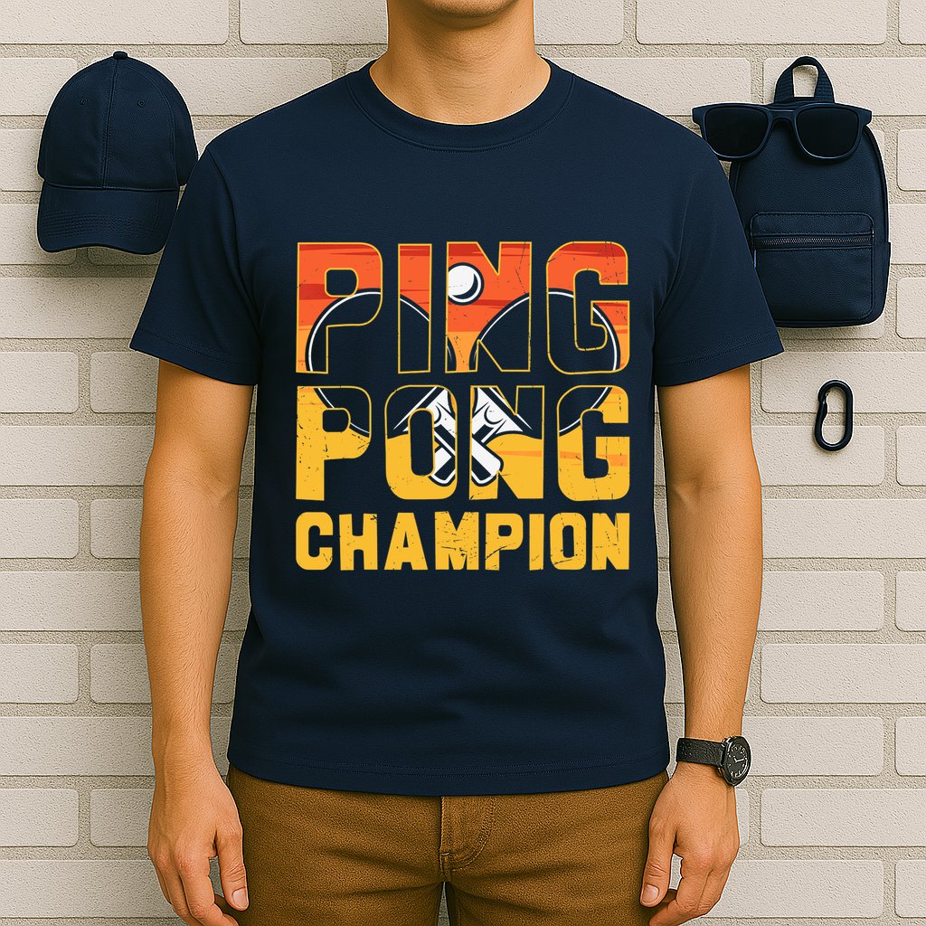 Ping Pong Champion Funny Table Tennis Player Retro T-Shirt