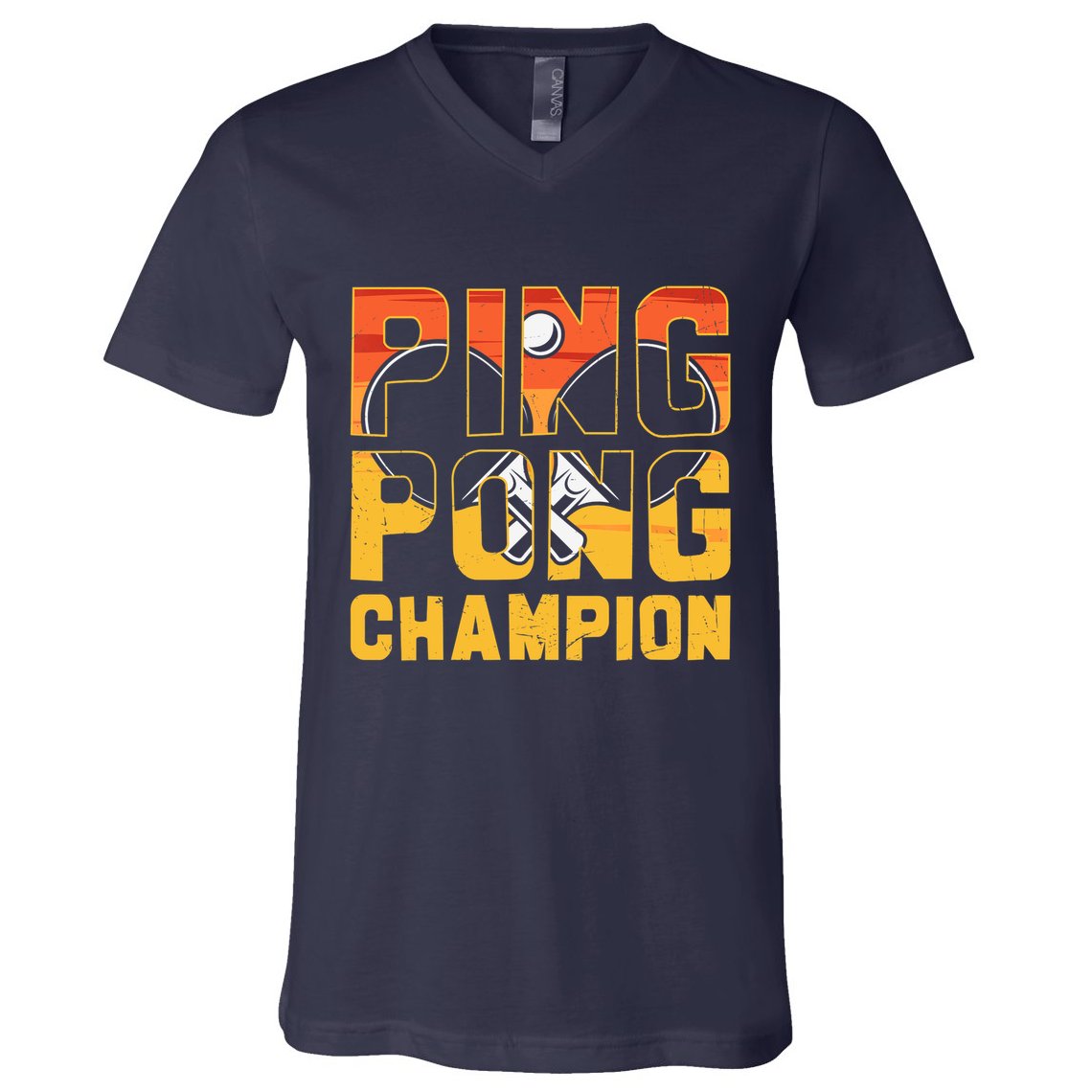 Ping Pong Champion Funny Table Tennis Player Retro V-Neck T-Shirt