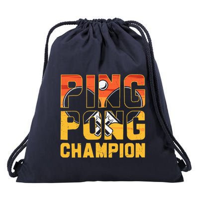 Ping Pong Champion Funny Table Tennis Player Retro Drawstring Bag