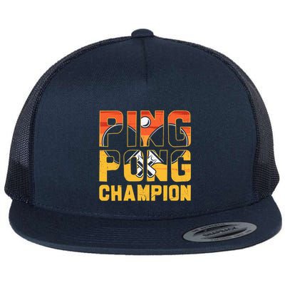 Ping Pong Champion Funny Table Tennis Player Retro Flat Bill Trucker Hat