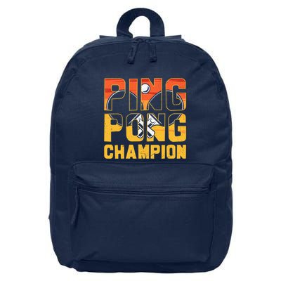 Ping Pong Champion Funny Table Tennis Player Retro 16 in Basic Backpack